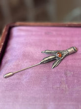 Load image into Gallery viewer, Vintage R118 Silver Tone Scottish Mizpah Grouse Claw Stickpin Brooch with Faceted Orange and Yellow Glass Stones
