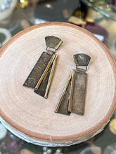 Load image into Gallery viewer, Vintage Artisan Modernist Geometric Two Tone Sterling Silver Dangle Drop Earrings
