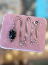 Load image into Gallery viewer, Vintage Signed Kabana KBN Sterling Silver &amp; 14K Black Onyx Pendant Necklace 17”
