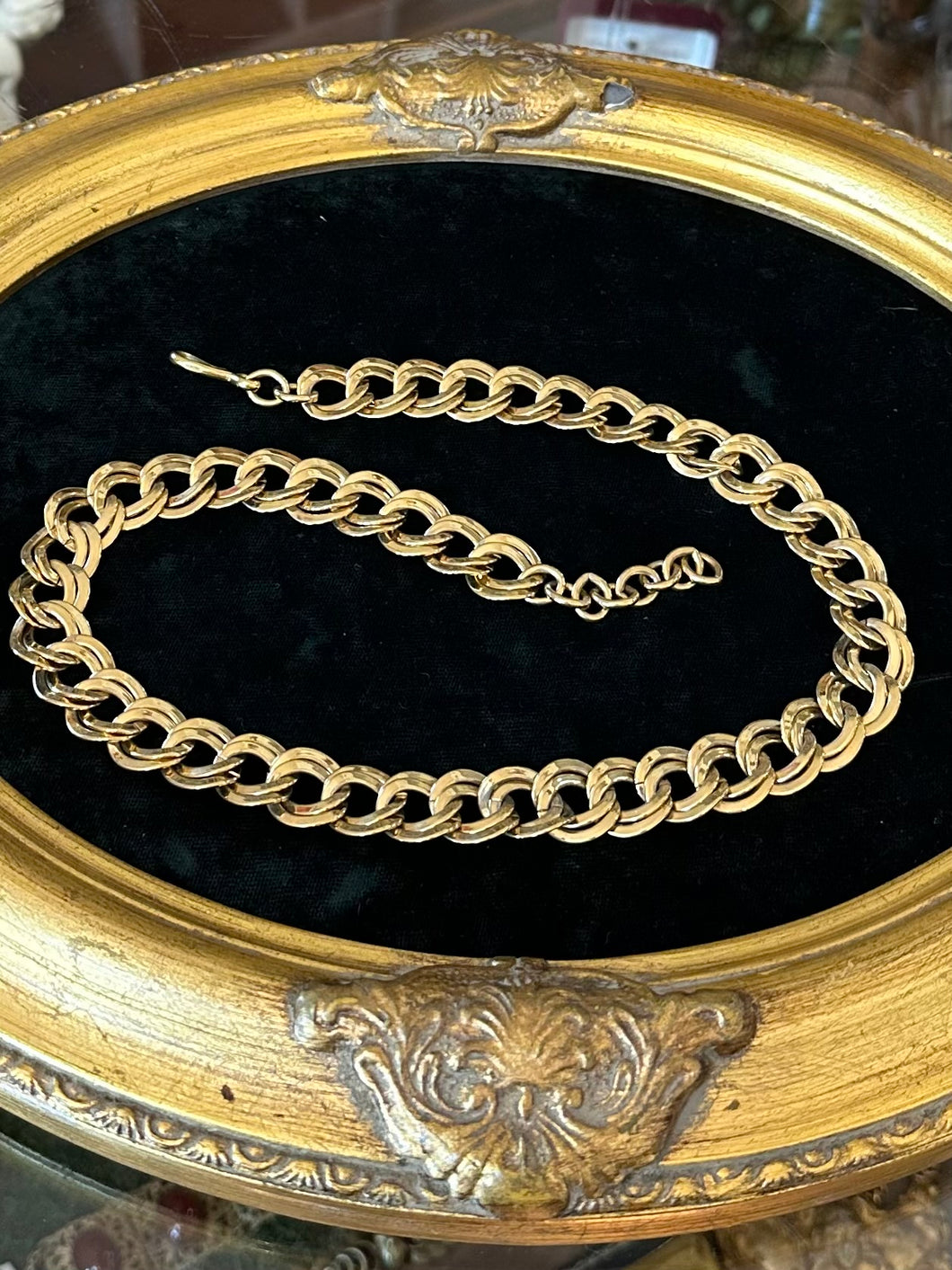 Vintage Circa 1980s Signed MONET Gold Plated Double Link Chain Statement Necklace Adjustable 20.5” Hook Clasp