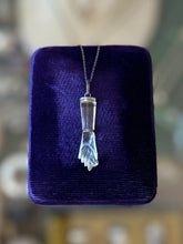 Load image into Gallery viewer, Vintage 800 Silver Clear Quartz Figa Fist Mano Fica Pendant on Sterling Silver Chain Necklace 16.9”
