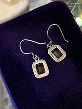 Load image into Gallery viewer, Vintage Sterling Silver &amp; Faceted Citrine Rectangular Dangle Drop Earrings
