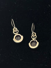 Load image into Gallery viewer, Vintage Sterling Silver Amethyst &amp; Clear Quartz Cabochon Dangle Drop Earrings
