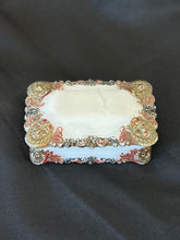 Load image into Gallery viewer, Antique Victorian Era Milk Glass with Ornate Lion Head Embellishment Jewelry Casket Lidded Dish
