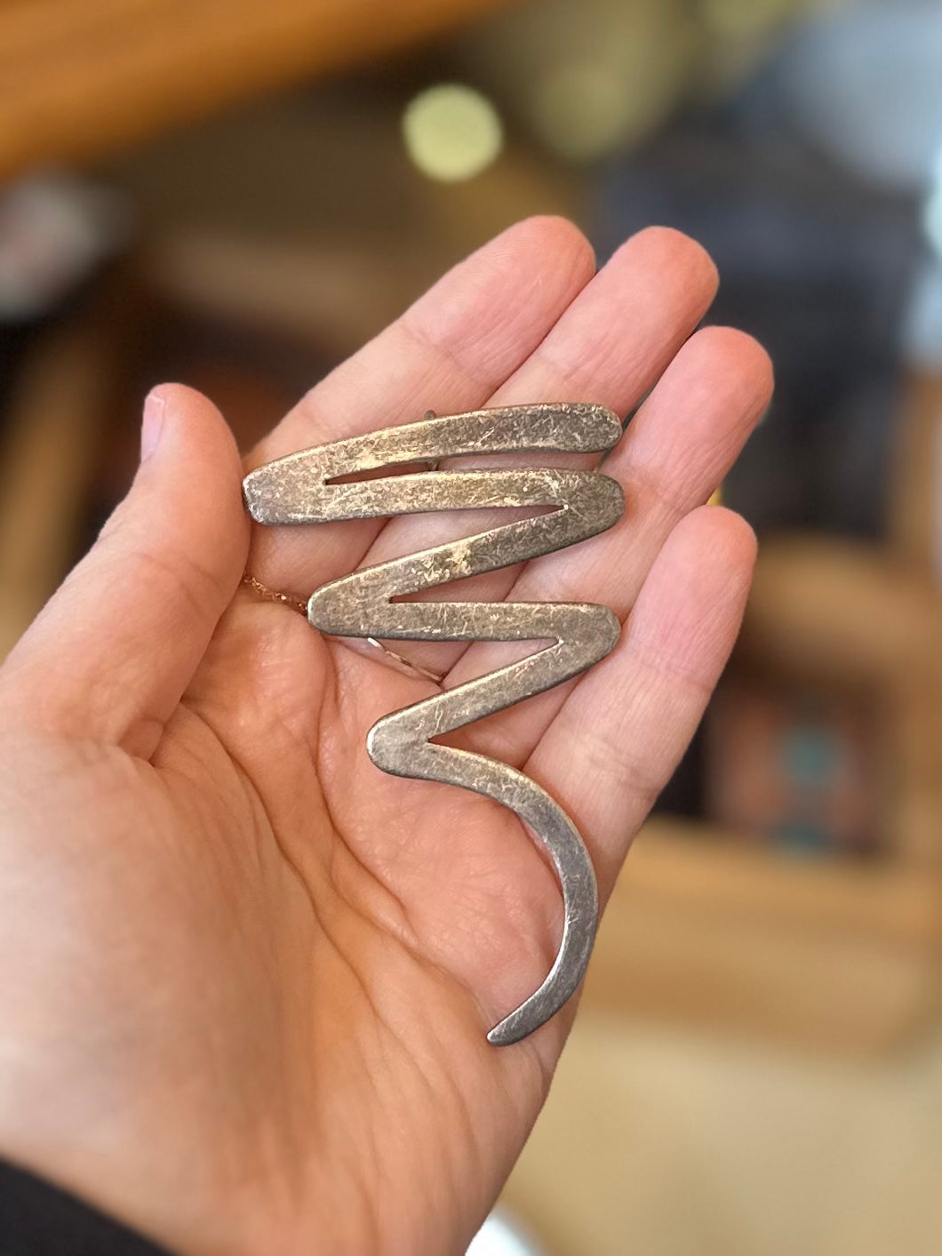 Vintage Signed TAXCO Mexico TS-01 Sterling Silver 925 Zig Zag Abstract Brooch or Pendant