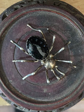 Load image into Gallery viewer, Vintage Navajo Native American Signed E. SPENCER Sterling Silver Black Onyx Spider Brooch
