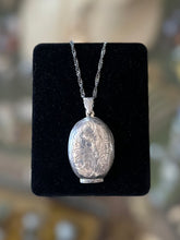 Load image into Gallery viewer, Vintage 925 Sterling Silver Floral Scroll Hand Etched Oval Locket Pendant Necklace 25.75”
