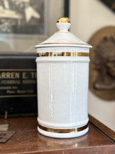 Load image into Gallery viewer, Vintage Robin’s Ind. USA Glazed Ceramic Painted Apothecary Jar Rhoeados Petala Red-Poppy Petals w/ Lid 8.25”
