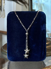 Load image into Gallery viewer, Vintage Sterling Silver Paperclip Chain Puffy Stars &amp; Disco Ball Beads Lariat Necklace 17.9”

