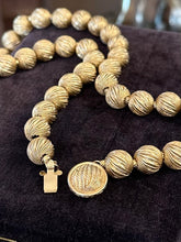Load image into Gallery viewer, Vintage Early Midcentury 1950s Signed Francois Textured Gold Tone Beaded Necklace 18.5”
