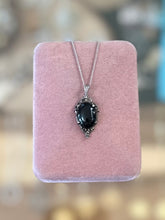 Load image into Gallery viewer, Vintage Signed Kabana KBN Sterling Silver &amp; 14K Black Onyx Pendant Necklace 17”
