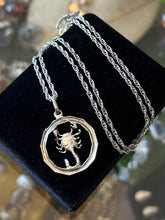 Load image into Gallery viewer, Vintage Sterling Silver Scorpion Zodiac Scorpio Pendant Necklace 24.25”
