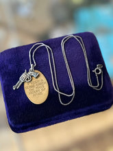 Load image into Gallery viewer, Vintage Sterling Silver &amp; Brass “I Keep a Close Watch on This Heart of Mine” Gun Dog Tag Pendant Necklace 18”
