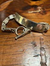 Load image into Gallery viewer, BRENDA SCHOENFELD Sterling Silver ID Bracelet Snail Chain Toggle Mexico &#39;90s Men

