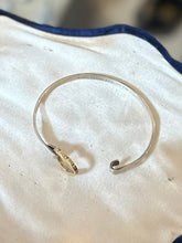 Load image into Gallery viewer, Vintage Signed TIFFANY &amp; CO. 2003 Sterling Silver and 18K Yellow Gold Heart Hook Bangle Bracelet Y2K
