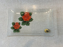Load image into Gallery viewer, Vintage Clear Glass Roses Rectangle Plate by Chance Glass - Made in England
