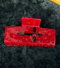 Load image into Gallery viewer, Red Rhinestone Gothic Cross Hair Claw Clip
