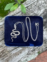 Load image into Gallery viewer, Vintage Sterling Silver Hand Cut Coiled Snake Serpent Pendant Necklace 18.25”
