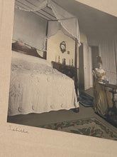 Load image into Gallery viewer, Antique Wallace Nutting Signed Hand Tinted Photograph &quot;Tabitha&quot; Wood Framed | 16&quot; x 13.5&quot; Woman in Bedroom
