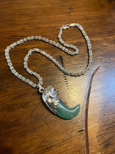 Load image into Gallery viewer, Vintage Tiger Head Pendant Necklace w Aventurine Claw Sterling Silver Renata C
