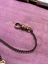 Load image into Gallery viewer, Antique Edwardian Pocket Watch Chain Vest Clip, Dog Clasp Gold Tone Safety Fob Attachment Patent Pending
