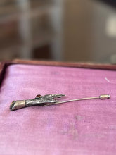 Load image into Gallery viewer, Vintage R118 Silver Tone Scottish Mizpah Grouse Claw Stickpin Brooch with Faceted Orange and Yellow Glass Stones
