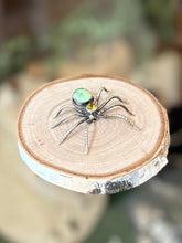 Load image into Gallery viewer, Vintage Sterling Silver Faceted Glass Citrine &amp; Mint Green Turquoise Spider Brooch Pin
