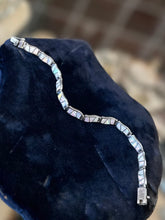 Load image into Gallery viewer, Vintage Sterling Silver White Fire Opal Inlay Link Bracelet 7.5”
