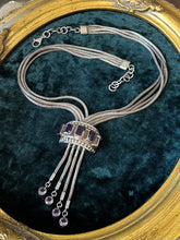 Load image into Gallery viewer, Chunky Sterling Silver &amp; Genuine Amethyst Multi Strand Statement Necklace and Bracelet Set
