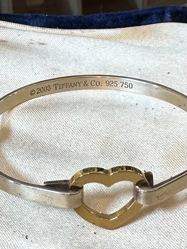 Vintage Signed TIFFANY & CO. 2003 Sterling Silver and 18K Yellow