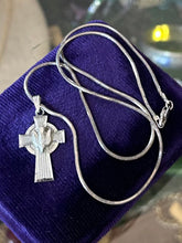 Load image into Gallery viewer, Vintage Signed CH Sterling Silver Religious Holy Ghost Dove Cross Pendant Necklace 17.9”

