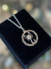 Load image into Gallery viewer, Vintage Sterling Silver Scorpion Zodiac Scorpio Pendant Necklace 24.25”

