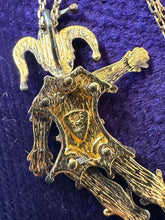 Load image into Gallery viewer, Vintage Gold Plated Sterling Silver Articulated Jester Pendant Necklace 17.75”
