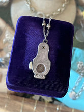 Load image into Gallery viewer, Antique Victorian Engraved &amp; Monogrammed WR Sterling Silver Cigar Cutter Pendant on Sterling Ball Bead Chain Necklace 17.5”
