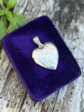 Load image into Gallery viewer, Vintage Sterling Silver Hand Engraved Scroll Etched Heart Locket Pendant Double Photo
