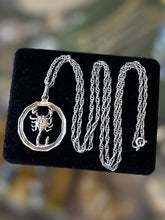 Load image into Gallery viewer, Vintage Sterling Silver Scorpion Zodiac Scorpio Pendant Necklace 24.25”
