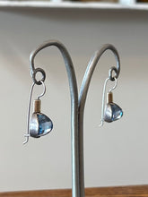 Load image into Gallery viewer, Vintage Sterling Silver Two Tone Dangle Drop Earrings Cushion Cut Faceted Blue Crystal
