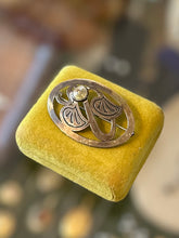 Load image into Gallery viewer, Signed Steve STAMAS Sterling Silver &amp; 14k Gold Filled Abstract Oval Brooch Pin
