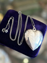 Load image into Gallery viewer, Vintage Italy Sterling Silver Large Slim Puffy Heart Box Chain Pendant Necklace 24.5”
