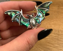 Load image into Gallery viewer, Silver tone &amp; Abalone Bat Pin &amp; Pendant
