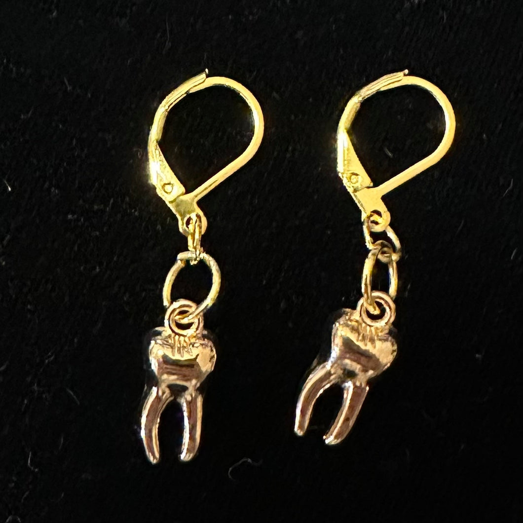 ‘GOLDEN TOOTH’ Handmade Gold Tone Tooth Earrings