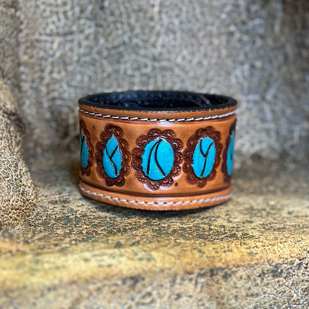 Leather tooled bracelet