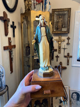 Load image into Gallery viewer, VINTAGE Virgin Mary Light | Music Box | Jewelry or Rosary Box Kitsch 1950s Creep
