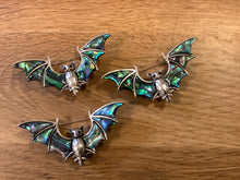 Load image into Gallery viewer, Silver tone &amp; Abalone Bat Pin &amp; Pendant
