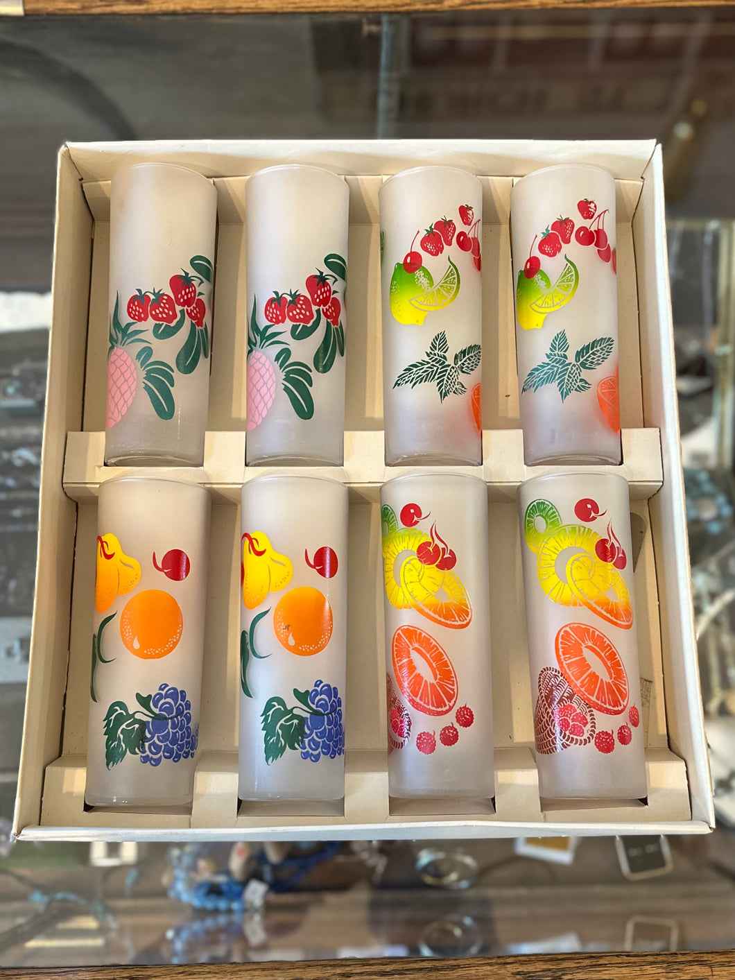 Vintage Federal Glass Frosted Zombie Tom Collins Glasses 3 Different Designs! Mid Century Barware Drinkware