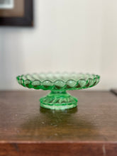 Load image into Gallery viewer, Vintage Antique French Baccarat Swirl Green Uranium Vaseline Glass BonBon Candy Dish 5.5” Made in France
