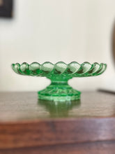 Load image into Gallery viewer, Vintage Antique French Baccarat Swirl Green Uranium Vaseline Glass BonBon Candy Dish 5.5” Made in France
