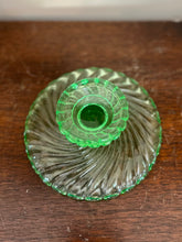 Load image into Gallery viewer, Vintage Antique French Baccarat Swirl Green Uranium Vaseline Glass BonBon Candy Dish 5.5” Made in France
