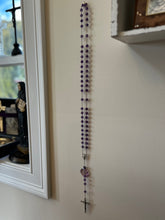 Load image into Gallery viewer, Vintage Genuine Amethyst &amp; Sterling Silver Rosary AFCO with Faceted Jesus Intaglio
