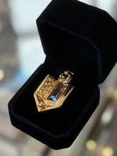 Load image into Gallery viewer, Vintage Swan Signed SWAROVSKI Crystal Dreidel Gold Tone Brooch Pin
